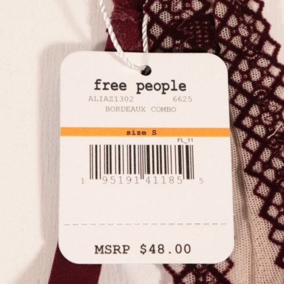 NWT Free People X Revolve Alia Bralette in Bordeaux Combo - Picture 4 of 9